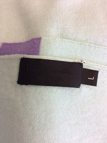 PAUL SMITH MINT GREEN V NECK COTTON & CASHMERE JUMPER SIZE L