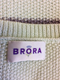 BRORA MINT GREEN,NAVY BLUE & GREY STRIPE SHORT SLEEVE COTTON JUMPER SIZE 8/10