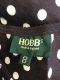 HOBBS BROWN & WHITE SPOTTED LINEN SKIRT SIZE 8
