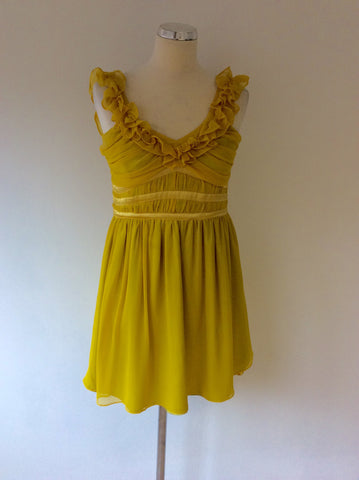 DIANE VON FURSTENBERG YELLOW SILK SMOCK TOP SIZE 8 UK 12