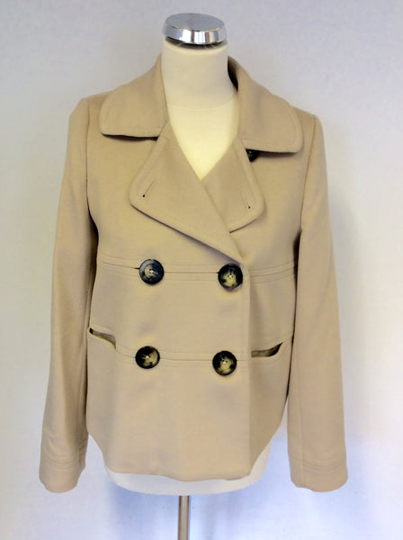 BURBERRY BEIGE WOOL & CASHMERE JACKET SIZE 12