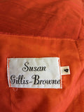 SUSAN ELLIS- BROWNE ORANGE SILK HALTERNECK DRESS SIZE 4 UK 8