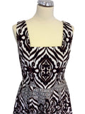 BRAND NEW EVA MENDES BROWN,BLACK & WHITE COTTON PRINT DRESS SIZE 10