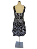 BRAND NEW EVA MENDES BROWN,BLACK & WHITE COTTON PRINT DRESS SIZE 10