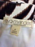 BRAND NEW EVA MENDES BROWN,BLACK & WHITE COTTON PRINT DRESS SIZE 10