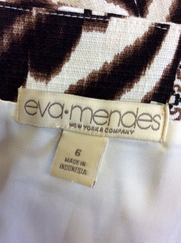 BRAND NEW EVA MENDES BROWN,BLACK & WHITE COTTON PRINT DRESS SIZE 10