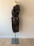 GREAT PLAINS DARK BROWN FLORAL PRINT DRESS SIZE L