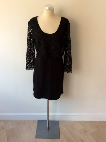 GREAT PLAINS BLACK LACE OVERLAY TOP OCCASION DRESS SIZE XL - Whispers Dress Agency - Womens Dresses - 1