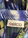 GELCO WHITE SLEEVELESS TOP & BLUE PRINT BELTED OVER BLOUSE SIZE 18