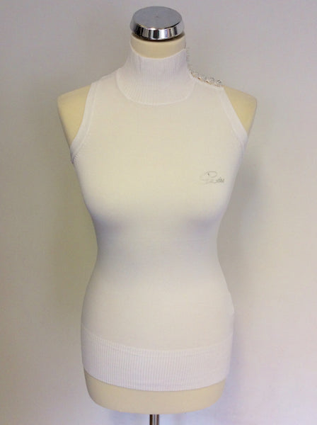 GUESS WHITE FINE KNIT SLEEVELESS TOP SIZE M