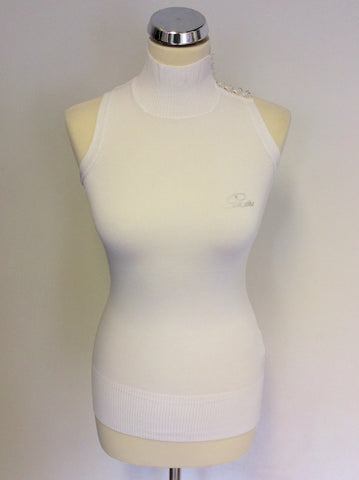 GUESS WHITE FINE KNIT SLEEVELESS TOP SIZE M