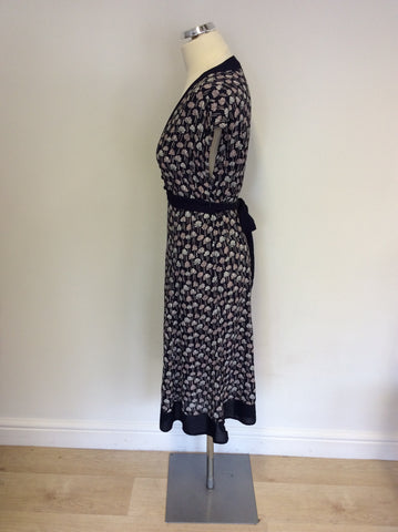 MONSOON NAVY BLUE FLORAL PRINT TEA DRESS SIZE 14