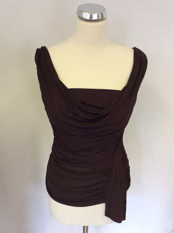 Coast Brown Sleeveless Drape Top Size 8