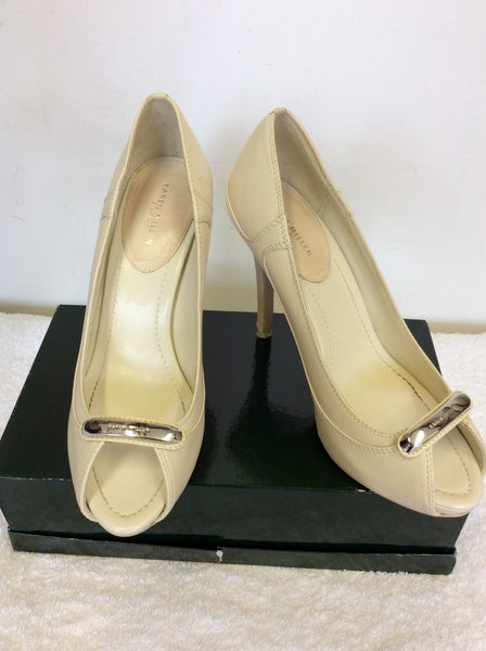 KAREN MILLEN CREAM LEATHER PEEPTOE HEELS SIZE 6/39