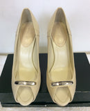 KAREN MILLEN CREAM LEATHER PEEPTOE HEELS SIZE 6/39