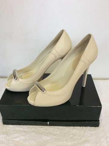 KAREN MILLEN CREAM LEATHER PEEPTOE HEELS SIZE 6/39