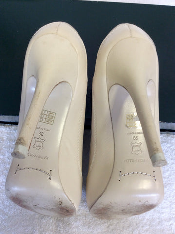 KAREN MILLEN CREAM LEATHER PEEPTOE HEELS SIZE 6/39