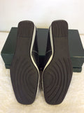 BRAND NEW VAN DAL BLACK LEATHER BOW TRIM WEDGE LOW HEELS SIZE 5/38
