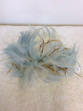 BRAND NEW PALE BLUE & BEIGE FEATHER WITH DIAMANTÉ TRIM FASCINATOR ON CLEAR HEADBAND