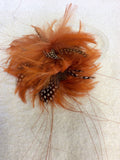 BRAND NEW ORANGE & BLACK SPOTTED FEATHER FASCINATOR
