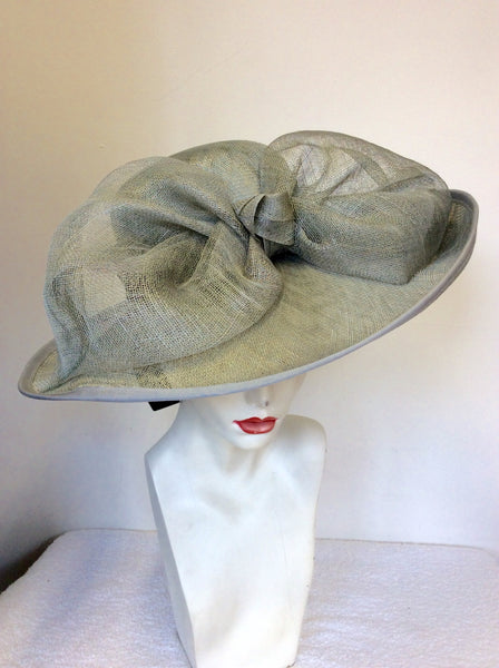 BRAND NEW HATBOX BY DEBENHAMS SILVER GREY BOW TRIM FORMAL HAT
