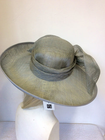 BRAND NEW HATBOX BY DEBENHAMS SILVER GREY BOW TRIM FORMAL HAT