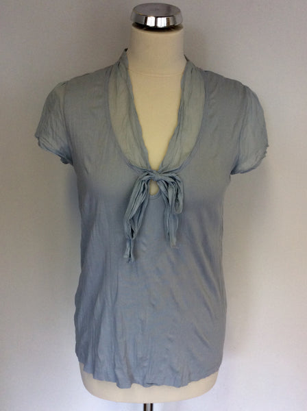 JIGSAW PALE BLUE V NECK TIE FRONT TOP SIZE S