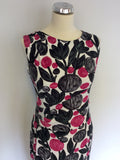PHASE EIGHT BLACK,WHITE,GREY & PINK PRINT STRETCH DRESS SIZE 10