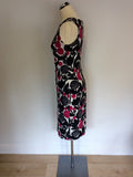 PHASE EIGHT BLACK,WHITE,GREY & PINK PRINT STRETCH DRESS SIZE 10
