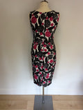 PHASE EIGHT BLACK,WHITE,GREY & PINK PRINT STRETCH DRESS SIZE 10