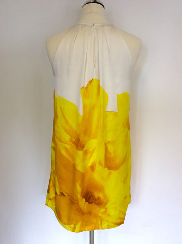 MANGO WHITE & YELLOW FLORAL PRINT DRESS SIZE S