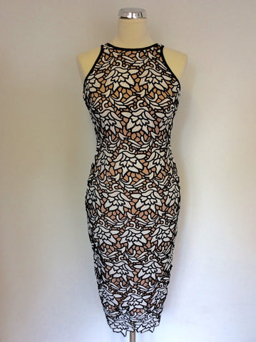 COAST BLACK & WHITE FLORAL DESIGN WITH NUDE LINING SIZE 8