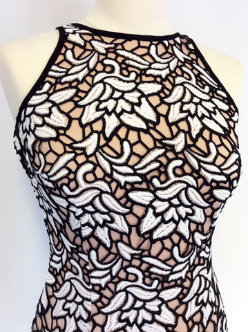 COAST BLACK & WHITE FLORAL DESIGN WITH NUDE LINING SIZE 8