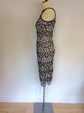 COAST BLACK & WHITE FLORAL DESIGN WITH NUDE LINING SIZE 8