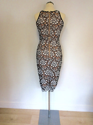 COAST BLACK & WHITE FLORAL DESIGN WITH NUDE LINING SIZE 8