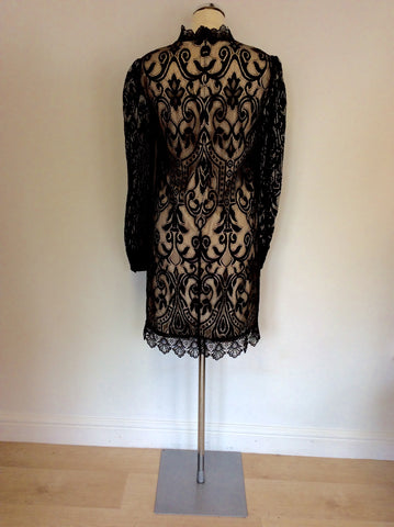 MARKS & SPENCER AUTOGRAPH BLACK LACE & CREAM LINED OCCASION DRESS SIZE 8