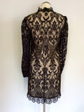 MARKS & SPENCER AUTOGRAPH BLACK LACE & CREAM LINED OCCASION DRESS SIZE 8