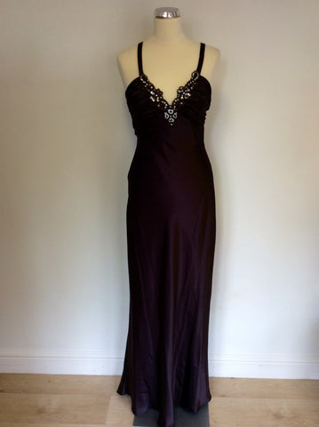ZUM ZUM BY NIKI LIVAS DARK BROWN SATIN EVENING DRESS SIZE 7/8