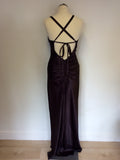 ZUM ZUM BY NIKI LIVAS DARK BROWN SATIN EVENING DRESS SIZE 7/8