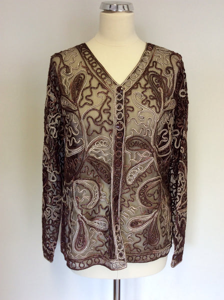 BRAND NEW STEPHEN Y BROWN NET WITH APPLIQUÉ SPARKLE TRIM TOP SIZE L/XL