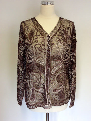 BRAND NEW STEPHEN Y BROWN NET WITH APPLIQUÉ SPARKLE TRIM TOP SIZE L/XL