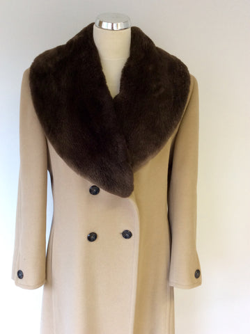 JOSEPH JANARD CAMEL WOOL & ANGORA DETACHABLE FUR COLLAR COAT SIZE 14 - Whispers Dress Agency - Womens Coats & Jackets - 2