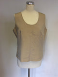 CERRUTI 1881 BEIGE SILK SLEEVELESS TOP & CROP TROUSERS SIZE 16