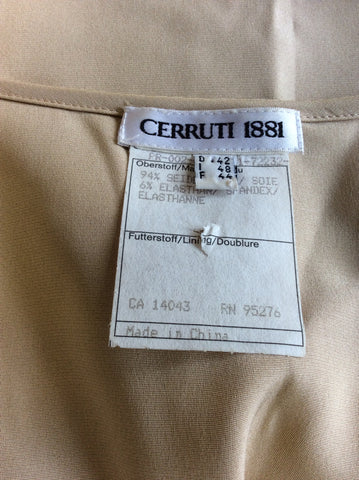CERRUTI 1881 BEIGE SILK SLEEVELESS TOP & CROP TROUSERS SIZE 16