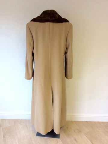 JOSEPH JANARD CAMEL WOOL & ANGORA DETACHABLE FUR COLLAR COAT SIZE 14 - Whispers Dress Agency - Womens Coats & Jackets - 4