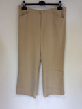 CERRUTI 1881 BEIGE SILK SLEEVELESS TOP & CROP TROUSERS SIZE 16