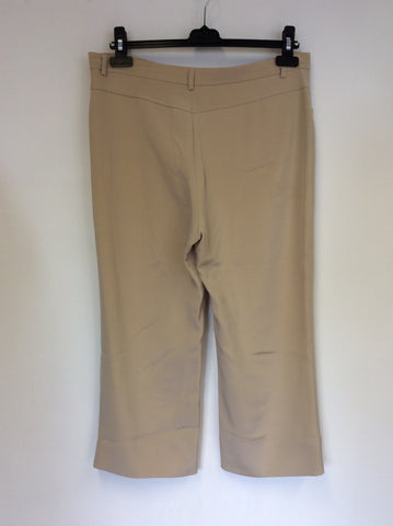 CERRUTI 1881 BEIGE SILK SLEEVELESS TOP & CROP TROUSERS SIZE 16