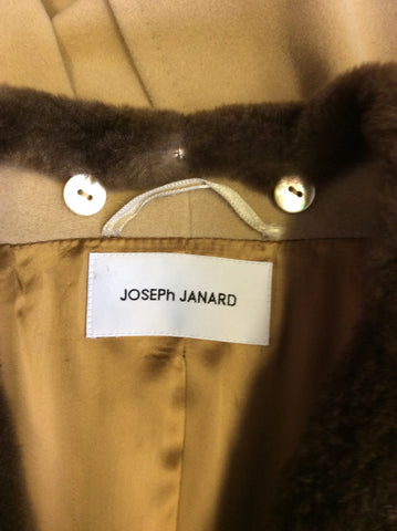 JOSEPH JANARD CAMEL WOOL & ANGORA DETACHABLE FUR COLLAR COAT SIZE 14 - Whispers Dress Agency - Womens Coats & Jackets - 5