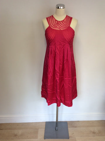 TED BAKER HOT PINK SILK NET TOP SPECIAL OCCASION DRESS SIZE 2 UK 10