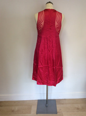 TED BAKER HOT PINK SILK NET TOP SPECIAL OCCASION DRESS SIZE 2 UK 10